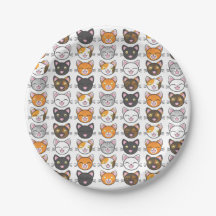 Kitty Faces Cat Themed Paper Plates