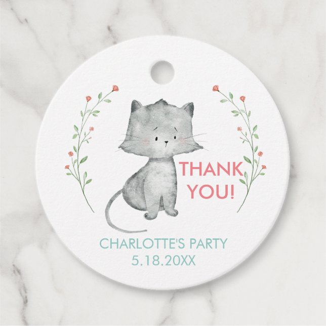 Kitty Floral Favour Tags (Front)