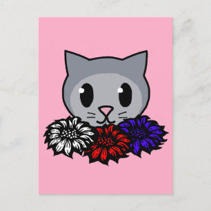 Kitty & Flowers for Kids Postcard