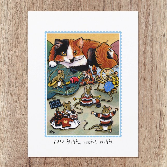 Kitty Fluff! Cat & Mouse Grooming Personalised Postcard (Creator Uploaded)