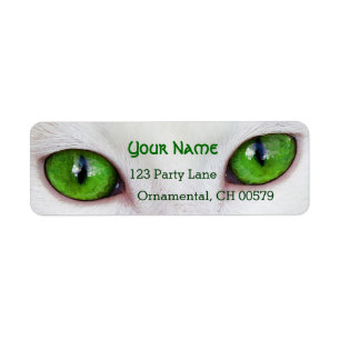 Kitty green eyes return address label