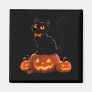 Kitty Halloween Pumpkin Black Cat Performance Magnet