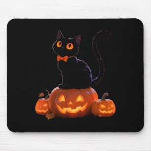 Kitty Halloween Pumpkin Black Cat Performance Mouse Pad