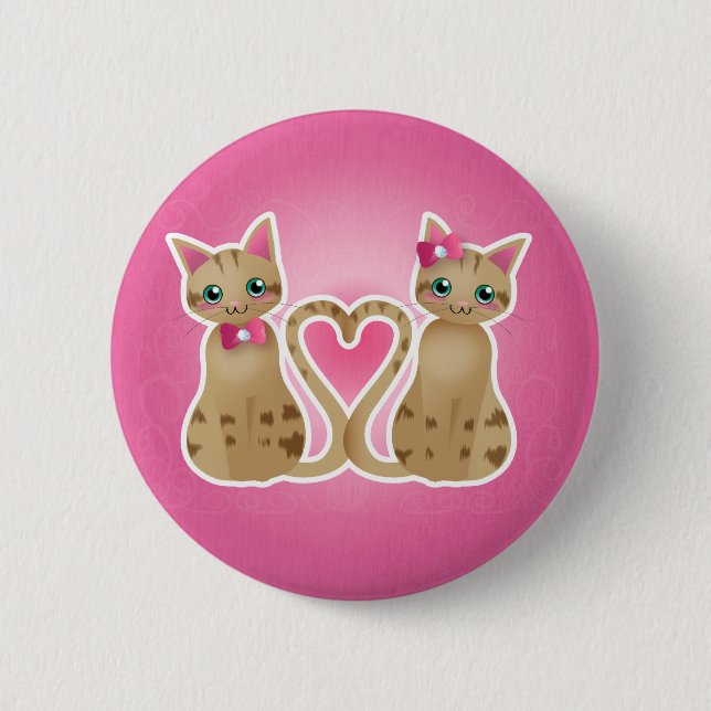 Kitty heart-ginger ver-button 6 cm round badge (Front)