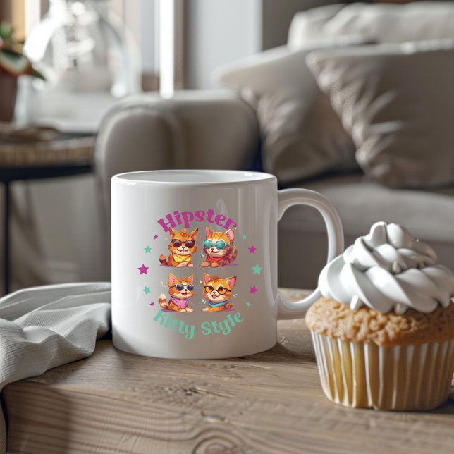 Kitty Hipster Style Coffee Mug (Creator Uploaded)