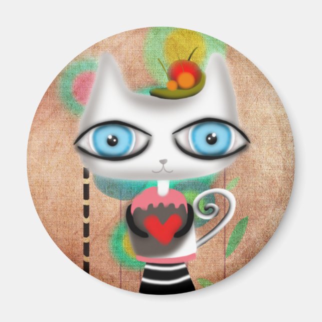 Kitty Huge Blue Eyes Magnet (Front)