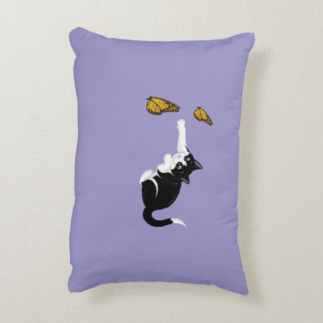 kitty hunting butterflty decorative cushion (Back(Vertical))