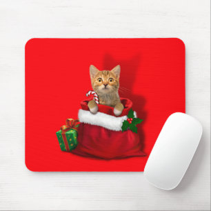 Kitty in a Christmas Bag Mouse Pad