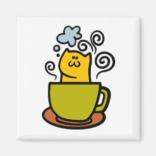 Kitty in a coffee cup magnet