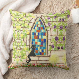 Kitty in a Window Cushion