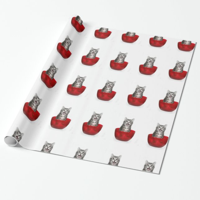 Kitty in bowl wrapping paper (Unrolled)