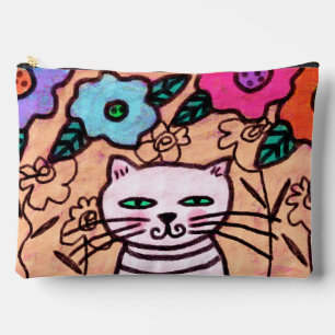 Kitty in Garden Abstract Art Accessory Pouch