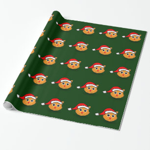 Kitty in Santa Hat Wrapping Paper