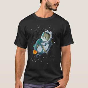 Kitty In Space Rocket Meets The Moon Astrocat T-Shirt