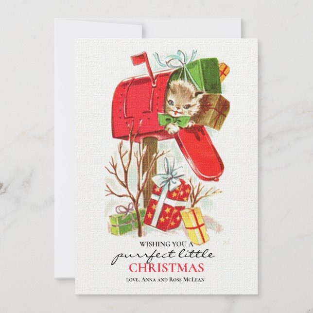 Kitty In The Mailbox Holiday Card (Front)