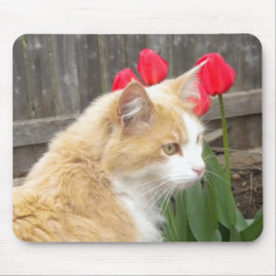 Kitty in the Tulips Mouse pad