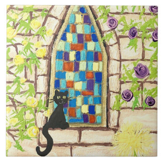 Kitty in the Window Ceramic Tile