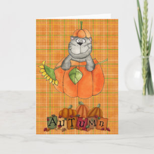 Kitty Inside Pumpkin Greeting Card