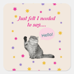 Kitty - Just Felt I Needed To Say Hello Square Sticker