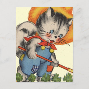 Kitty Kat Gardener Postcard
