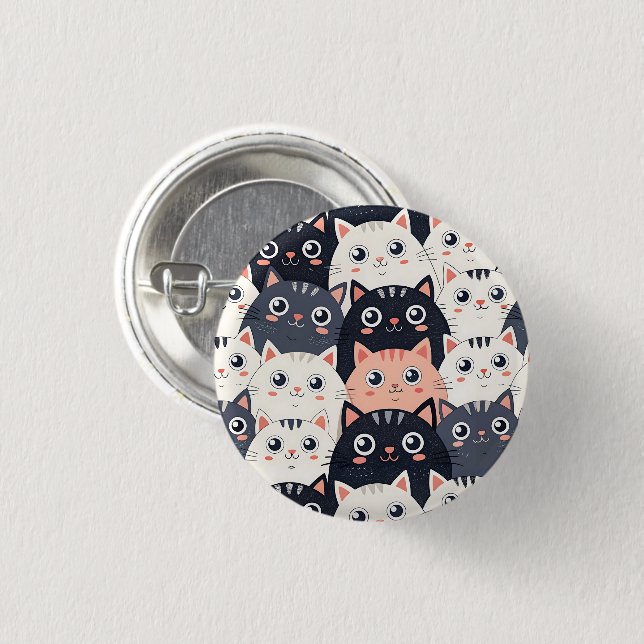 Kitty Kat Kaleidoscope 3 Cm Round Badge (Front & Back)