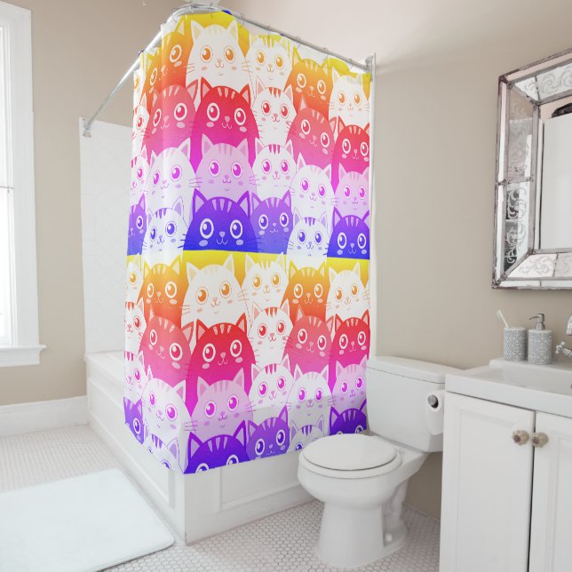 Kitty Kat Kaleidoscope Shower Curtain (In Situ)