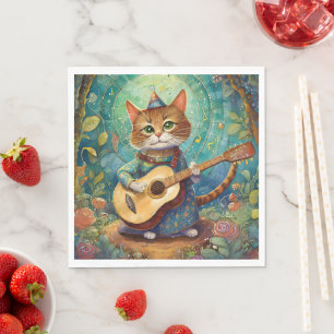 Kitty Kat Playing Guitar Napkin