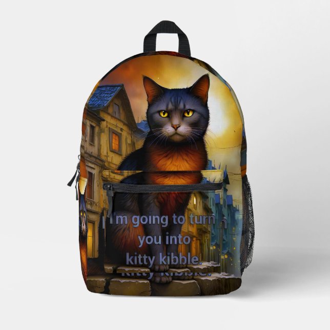 Kitty Kibble  Printed Backpack (Front)