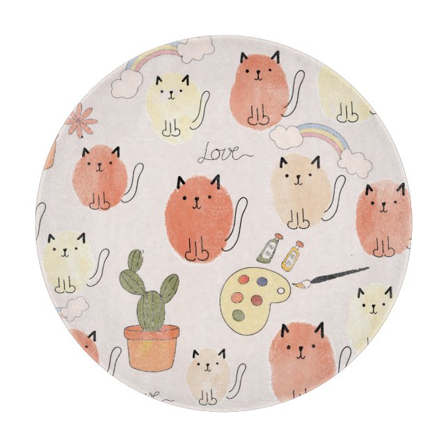Kitty Kitten Cats: Cute Animal Pattern Cutting Board (Front)