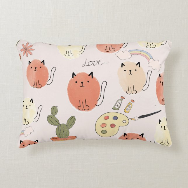 Kitty Kitten Cats: Cute Animal Pattern Decorative Cushion (Front)