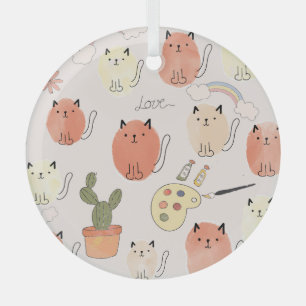 Kitty Kitten Cats: Cute Animal Pattern Glass Tree Decoration