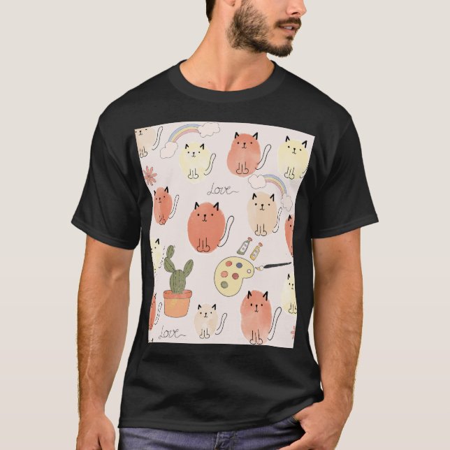 Kitty Kitten Cats: Cute Animal Pattern T-Shirt (Front)