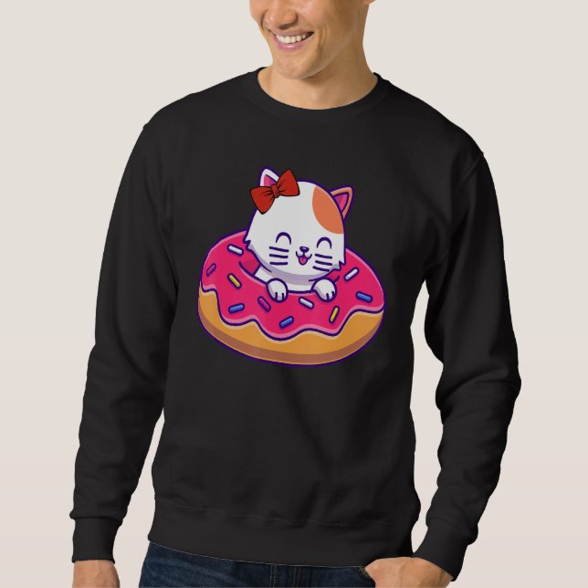 Kitty Kitten Donut Sprinkles Summer Swimming Women Sweatshirt (Front)