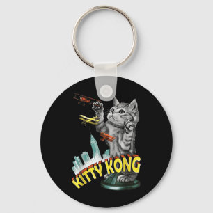 Kitty Kong Fierce Cat Retro Vintage Pink Text Wome Key Ring