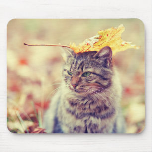 Kitty Leaf Balancing Act Mouse Pad
