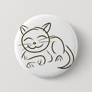 Kitty Line Drawing 6 Cm Round Badge