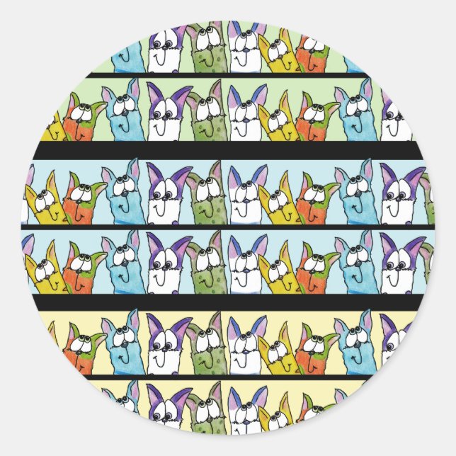 Kitty Lineup-Colourful Cats Classic Round Sticker (Front)