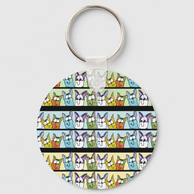 Kitty Lineup-Colourful Cats Key Ring (Front)