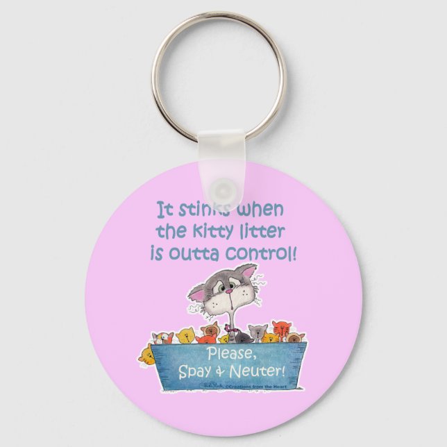 Kitty Litter Stinks Key Ring (Front)