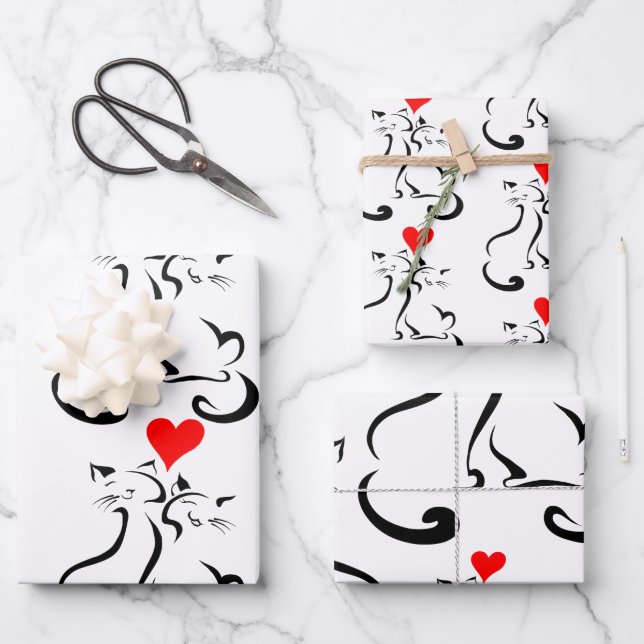 Kitty Love Wrapping Paper Flat Sheet Set of 3 (Front)