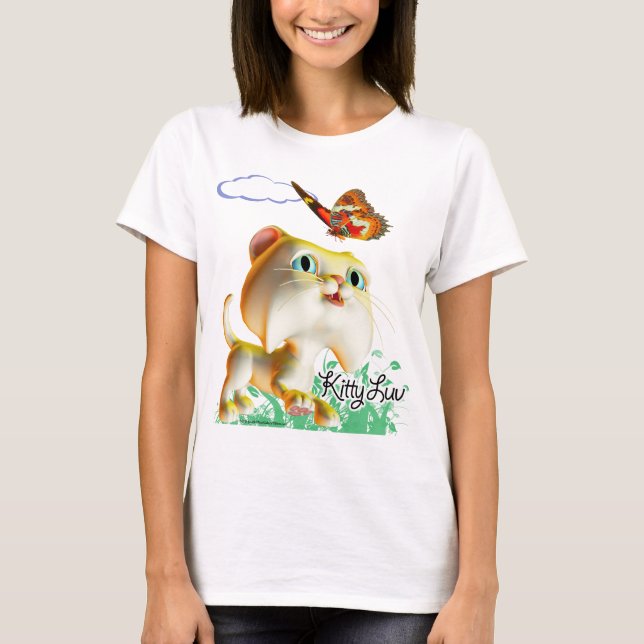 Kitty Luv and Butterfly - T-Shirt (Front)