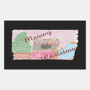 Kitty-mas Mischief (christmas) Rectangular Sticker