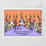 Kitty Menorah, Happy Holidays! Holiday Postcard<br><div class="desc">"Seen never before,  a kitty menorah." Sounds like: "seen never before,  uh,  kitty menor-uh." This cute cat card celebrates hanukkah and the holidays in an original way! Happy Holidays!</div>