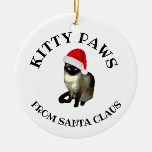 Kitty Paws from Santa Claus Cute Siamese Cat Ceramic Ornament