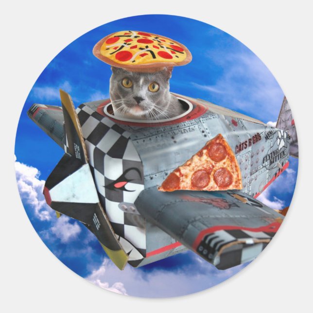 Kitty pilot in ariplane classic round sticker (Front)