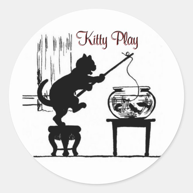 Kitty Play Cat Silhouette Stickers (Front)