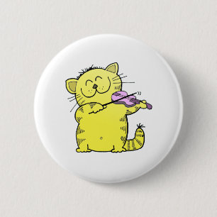 Kitty Play Violin 6 Cm Round Badge