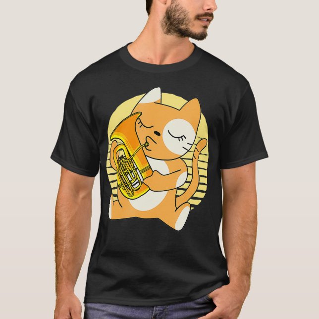 Kitty Playing Euphonium Instrument Musician Pet T-Shirt (Front)