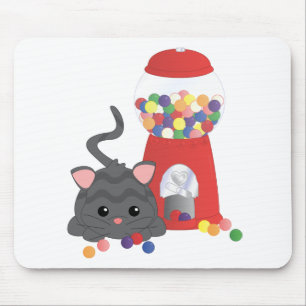 Kitty Playing with Gumballs Mouse Pad