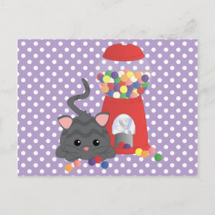 Kitty Playing with Gumballs Postcard